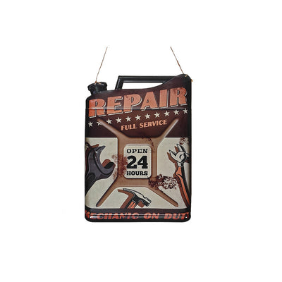 Embossed Metal Wall Sign Repair Open 24 Hours Wall Decor|Panneau mural décoratif Repair Open 24 Hours en métal embossé