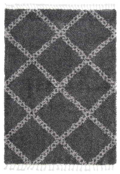 Helma Stark Dark Grey Shag 8'0" X 10'0" Area Rug