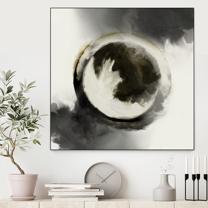 Œuvre d’art murale sur toile encadrée noire « Smokey Circumference » 20 x 20
