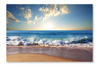 Sea Sunset 16 po x 24 po : Oeuvre d’art murale en panneau de tissu sans cadre