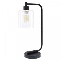 Lampe de bureau/de travail Bronson de type lanterne Simple Designs industrielle en fer de style antique, noire
