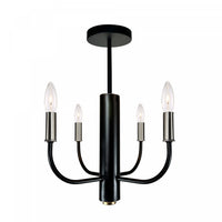 Plafonnier semi-affleuré Verona noir et nickel brossé à 4 ampoules