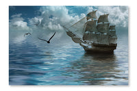  Sailboat On Sea 16 po x 24 po : Cadre d'art mural et panneau de tissu