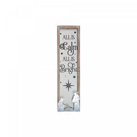 Panneau mural « All Is Calm All Is Bright » en métal encadré de bois