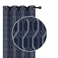 Panneau coupe-lumière Chain Link de 84 po bleu marine en jacquard - ensemble de 2