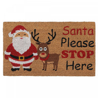 Paillasson en fibre de coco « Santa Please Stop Here »