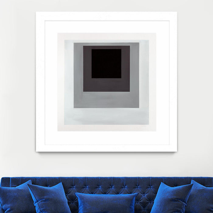 Œuvre d’art murale encadrée blanche et mate « Inside Box Thinker » 30 x 30