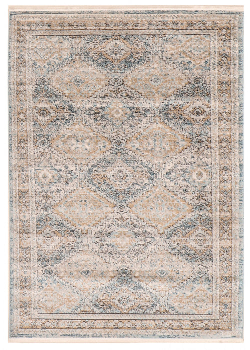 Carpette Leandra taupe/bleue 6 pi 7 po x 9 pi 6 po