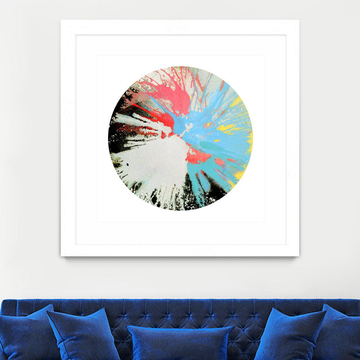 Œuvre d’art murale encadrée blanche et mate « Spin Art 10 » 30 x 30