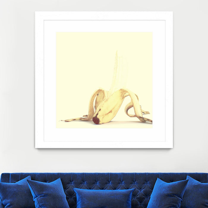 Œuvre d’art murale encadrée blanche et mate « Banada Honey Puff » 36 x 36