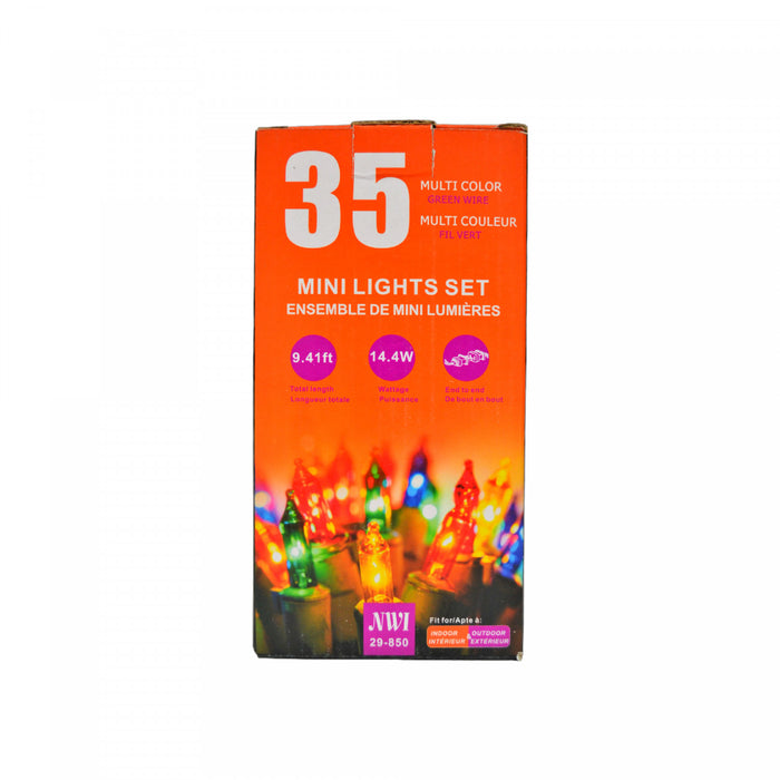 Jeu de 35 petites lumières pour l’intérieur et l’extérieur avec ampoules multicolores - ensemble de 2 jeux de lumières de Noël