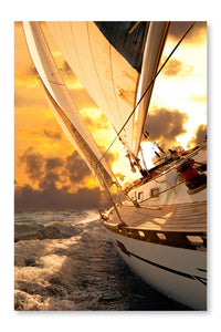 Sailboat Crop During The Regatta 28 po x 42 po : Cadre d'art mural et panneau de tissu