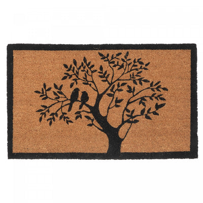 Coir Door Mat Tree with Birds Floormat|Paillasson en fibre de coco orné d’arbres et d’oiseaux