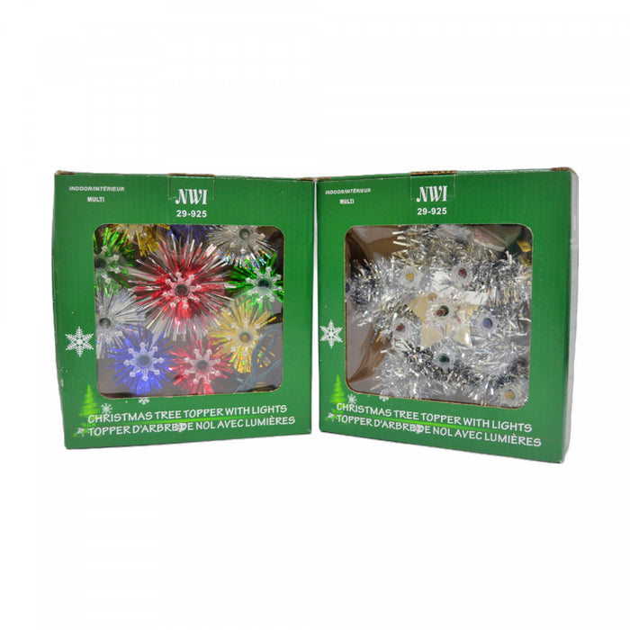 Décoration pour cime d’arbre de 8 po en forme d’étoile à 10 lumières avec ampoules transparentes - ensemble de 2 jeux de lumières de Noël