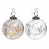 Ornement de 4 po en verre transparent avec gravure de feuille doré ou argenté - ensemble de 4 ornements de Noël