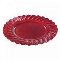 Assiette de présentation de 13 po rouge ornée de vagues - ensemble de 6
