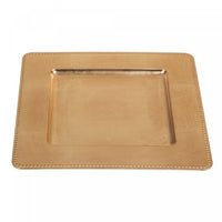 Assiette de présentation de 13 po carrée dorée bordée de perles - ensemble de 2