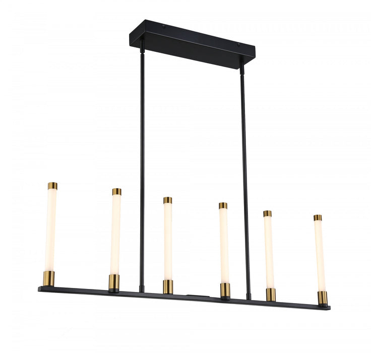 Luminaire pour îlot Infiniti noir et laiton mat à 6 ampoules à DEL intégrées