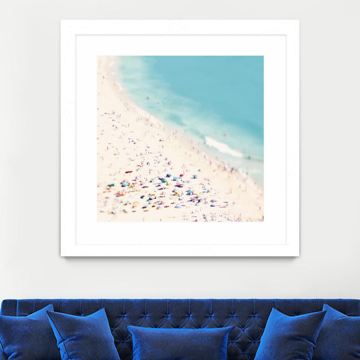 Œuvre d’art murale encadrée blanche et mate « Beach Love » 30 x 30