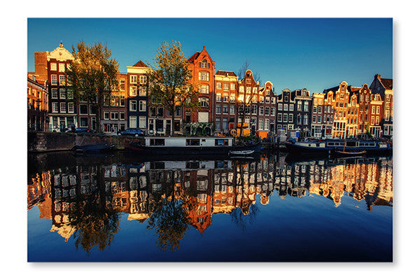 Beautiful Night in Amsterdam 16x24 Wall Art Fabric Panel Without Frame