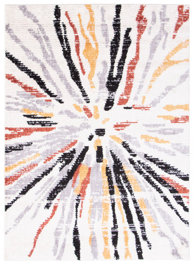 Paloma Sunburst Black, White Area Rug - 6'7" x 9'6”