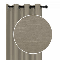 Panneau en similisoie taupe avec 8 œillets - ensemble de 2 rideaux et stores