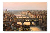  Florence Ponte Vecchio 16 po x 24 po : Cadre d'art mural et panneau de tissu