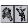 Œuvre d’art murale sur toile encadrée 18 x 28 et feutre avec zèbre et girafe - ensemble de 2 décorations murales