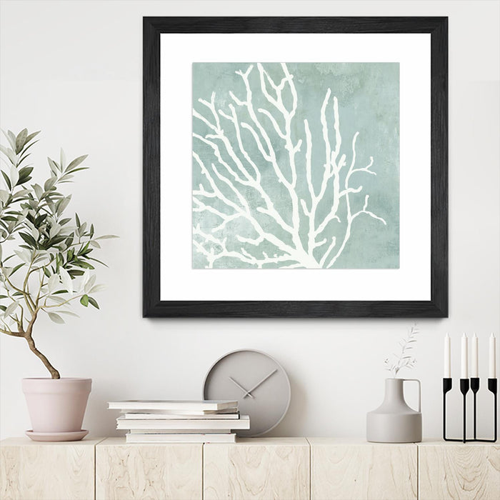 Œuvre d’art murale encadrée noire et mate « Sea Crown I » 30 x 30