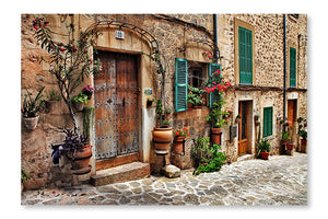  Charming Streets Of Old Mediterranean Towns 16 po x 24 po : Cadre d'art mural et panneau de tissu