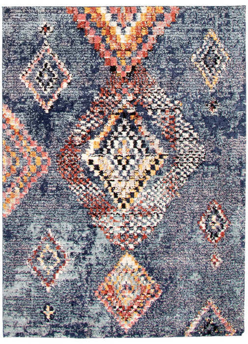 Carpette Makondo Mosaique bleu - 5 pi 3 pox 7 pi 3 po