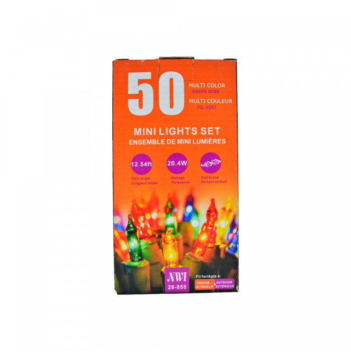 Jeu de 50 petites lumières pour l’intérieur et l’extérieur avec ampoules multicolores - ensemble de 2 jeux de lumières de Noël