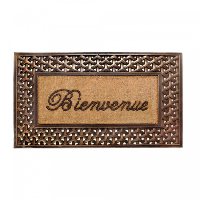 Tapis de plancher « Bienvenue » en caoutchouc et tapis-brosse en fibre de coco