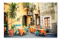  Street Cafe In Taormina 28 po x 42 po : Cadre d'art mural et panneau de tissu
