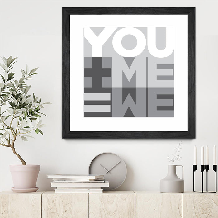 Œuvre d’art murale encadrée noire et mate « You Me We I » 30 x 30