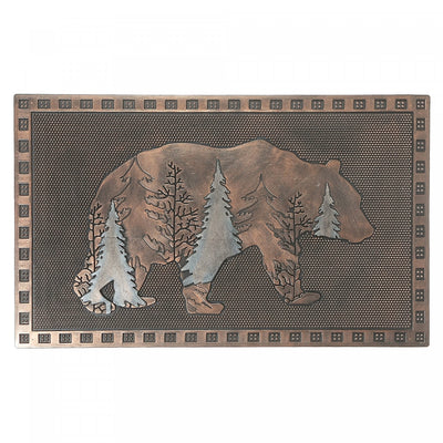 Rubber Evergreen Bear Floormat|Tapis de plancher orné d’une silhouette d’ours remplie de conifères, en caoutchouc