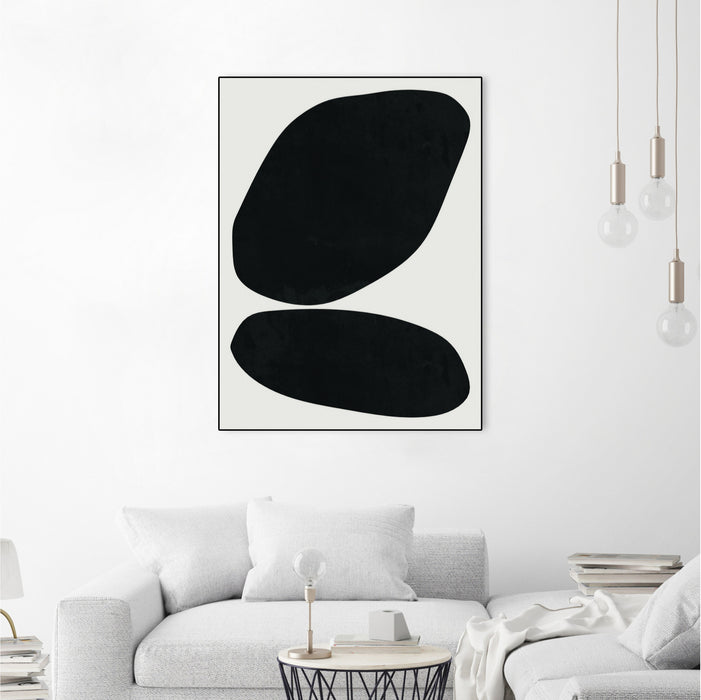 Œuvre d'art murale sur toile encadrée noire « Black Abstract Ii » 24 x 32