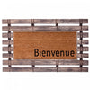 Tapis de plancher « Bienvenue » représentant une clôture en caoutchouc avec fibre de coco