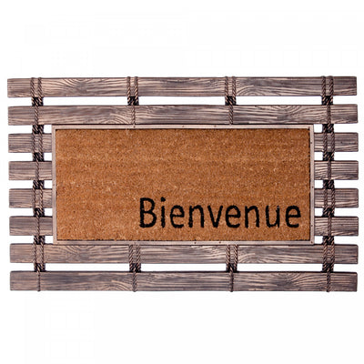Bienvenue Rubber Fence with Coir Mat Floormat|Tapis de plancher « Bienvenue » représentant une clôture en caoutchouc avec fibre de coco