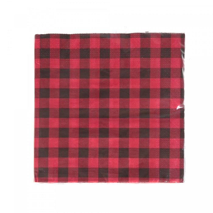 Paquet de 20 grandes serviettes de table à 3 épaisseurs à point à carreaux