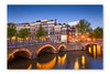 Amsterdam Tranquil Canal Scene, Holland 16 po x 24 po : Cadre d'art mural et panneau de tissu