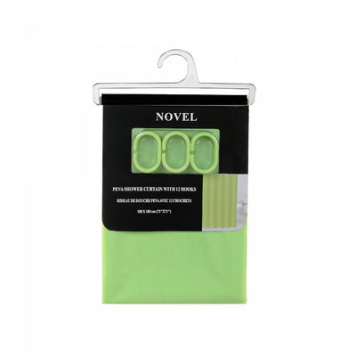 Peva Shower Curtain With 12 C Hooks 71x71 Green|Rideau de douche PEVA vert avec 12 crochets en forme de C 71 x 71