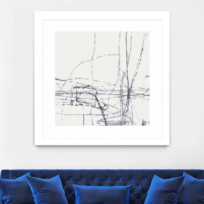 Œuvre d’art murale encadrée blanche et mate « Chalk Doodles H » 36 x 36