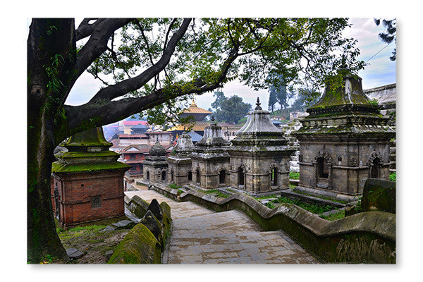  Old Hindu Temple 24 po x 36 po : Cadre d'art mural et panneau de tissu