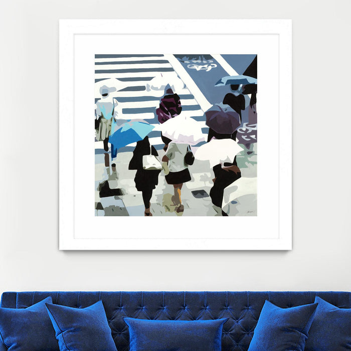 Œuvre d’art murale encadrée blanche et mate « April Showers » 36 x 36