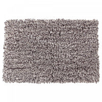 Tapis de salle de bain bain en microfibre gris et blanc à poil long 20 x 32