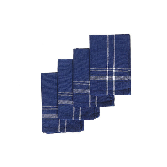 Ensemble de 4 serviettes de table bleu marine à bordure française