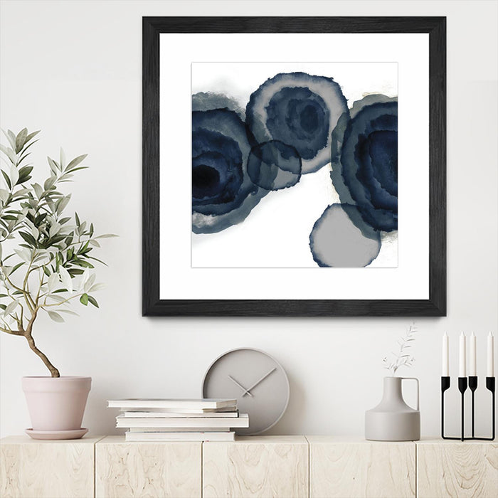 Œuvre d’art murale encadrée noire et mate « Blotted Ink Ii » 30 x 30
