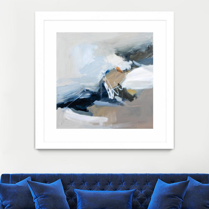 Œuvre d’art murale encadrée blanche et mate « Surfacing » 36 x 36