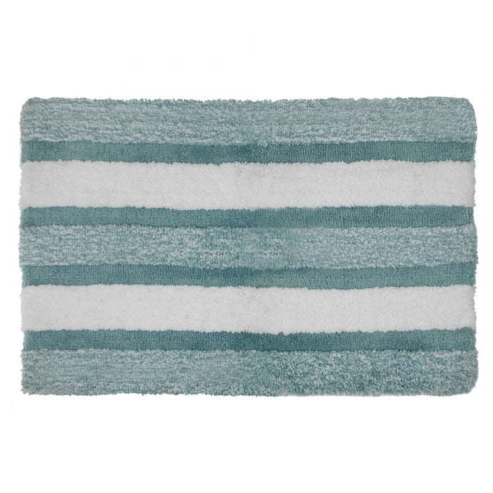 Tapis de salle de bain rayé en microfibre bleue 20 x 32
